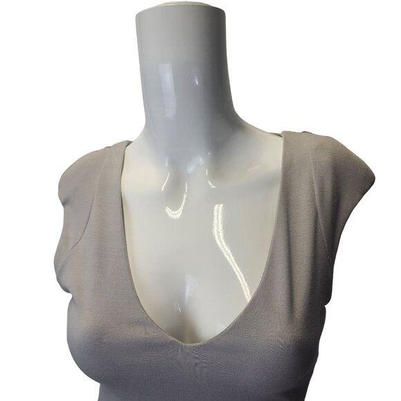 Bebe Interweave Deep V Dress Gray Small NWT - Picture 5 of 16